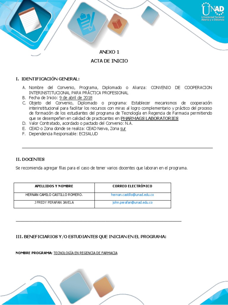 Anexo 1 - Acta Inicio | PDF | Science | Tecnología (general)