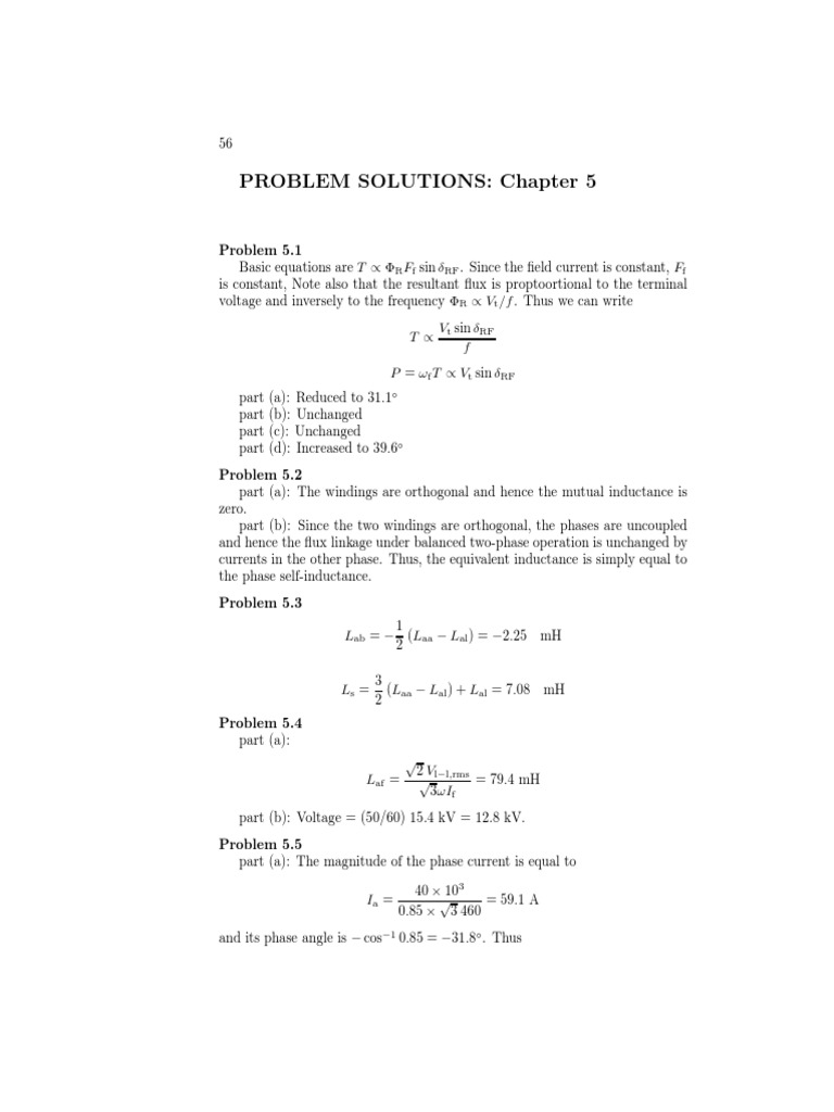 Electric Machinery Fitzgerald Solution Manual