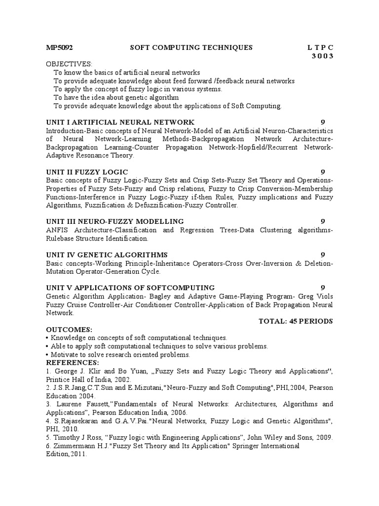 Soft Computing Techniques Overview | PDF | Fuzzy Logic | Artificial ...