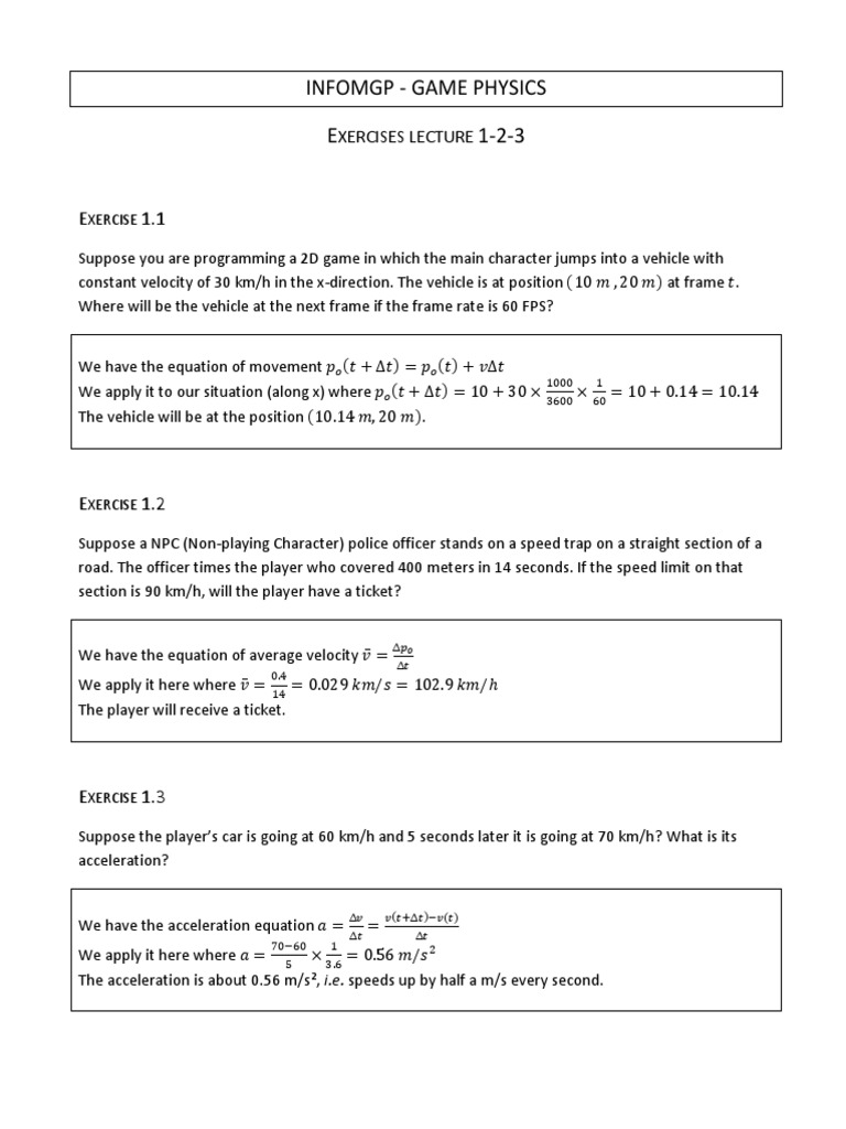 Game Physics Exercises Overview | PDF | Torque | Buoyancy