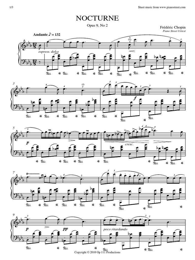 Chopin - Nocturne Op. 9 No. 2 in E-Flat Major PDF | PDF | Musical