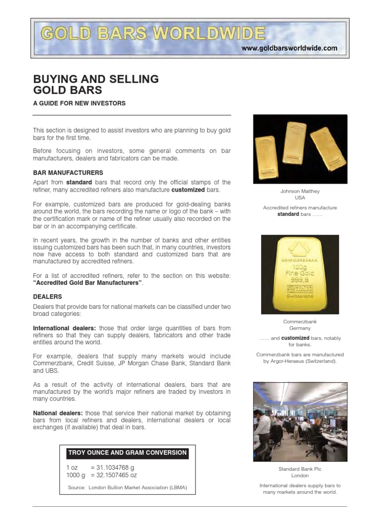 Buying and Selling Gold Bars: A Guide For New Investors | PDF | Law