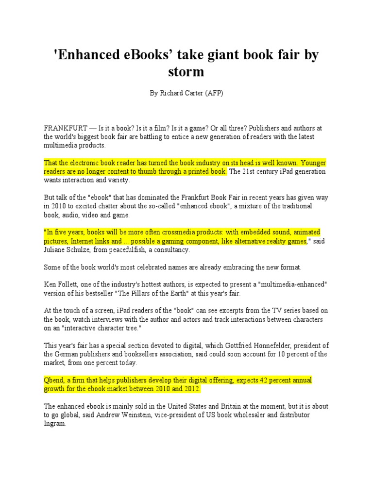 'Enhanced Ebooks' Take Giant Book Fair by Storm PDF E Books Books