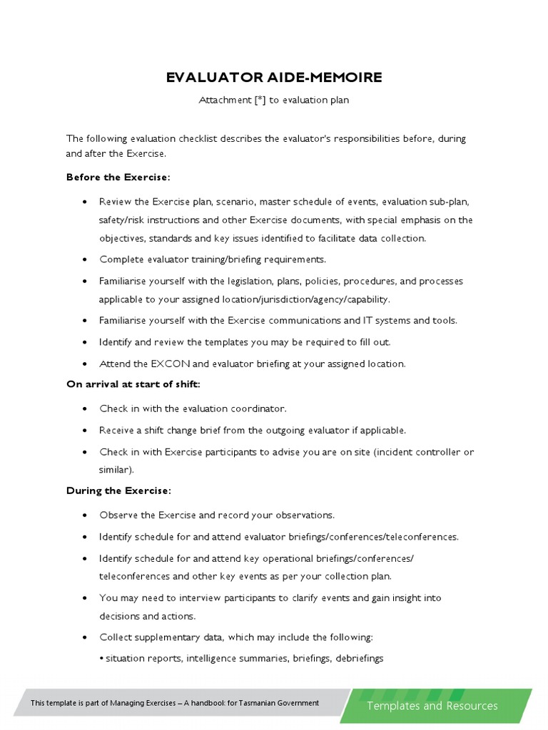Evaluator Aide-Memoire Template | PDF | Data | Evaluation