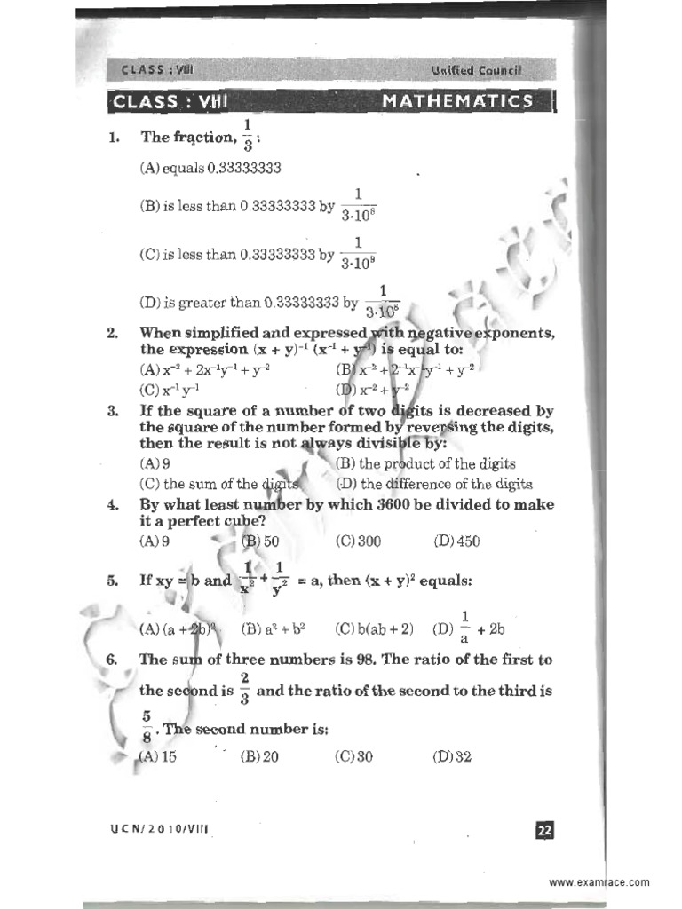 NSTSE Class 8 Solved Paper 2010 PDF Electrical Resistivity And