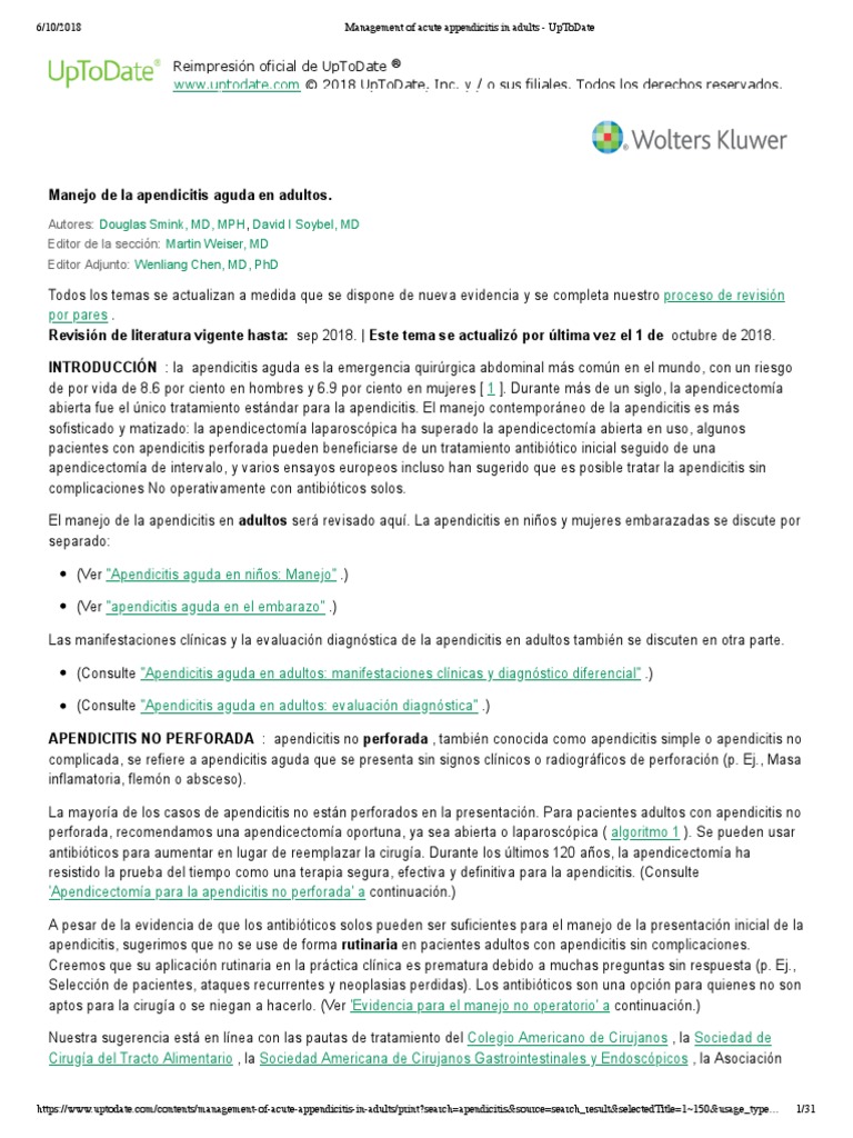 1.2management of Acute Appendicitis in Adults - UpToDate | PDF ...