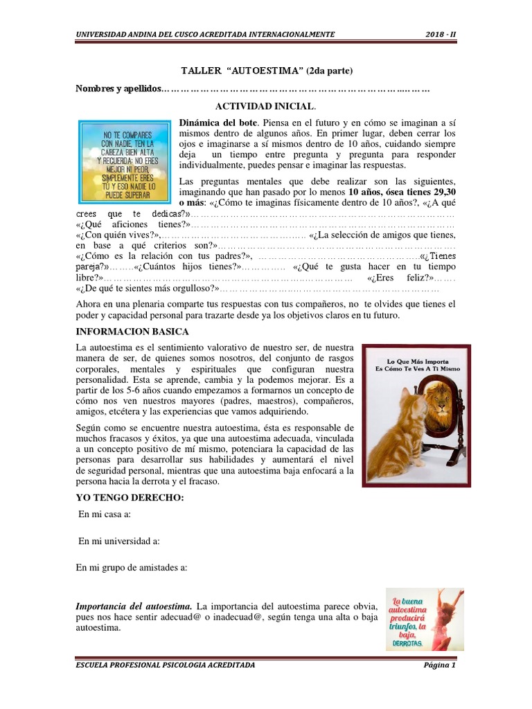 Autoestima y su impacto en la vida | PDF | Autoestima | Metafísica de ...