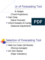 Selection of Forecasting Tool
