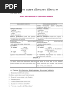 Discurso Direto e Indireto