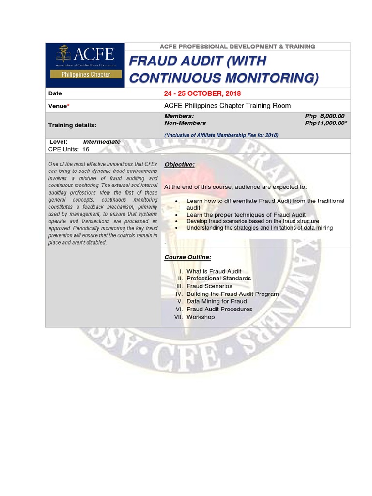 Fraud Audit Training Course Details | PDF
