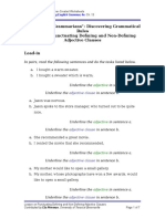 Students As "Grammarians": Discovering Grammatical Rules Lesson On Punctuating Defining and Non-Defining Adjective Clauses Lead-In