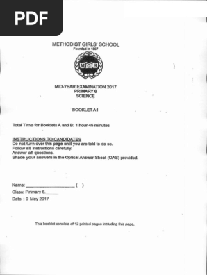 P6 Science SA1 2017 MGS Exam Papers