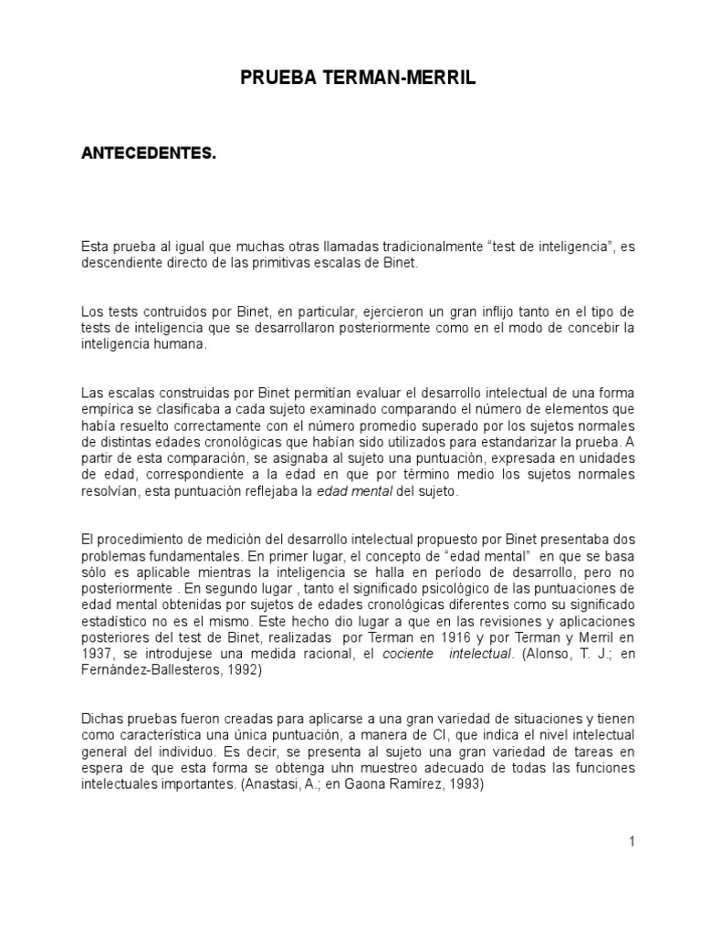 Cuadernillo Terman | Descargar gratis PDF | Cociente de inteligencia ...