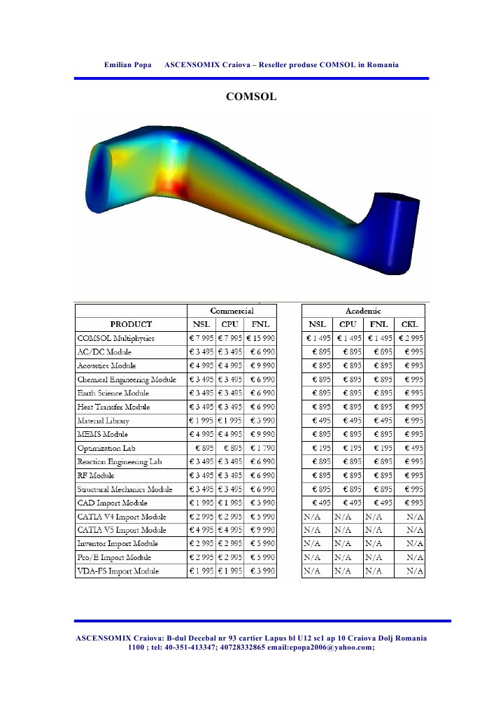 Comsol Price List PDF Computer Engineering Information Technology