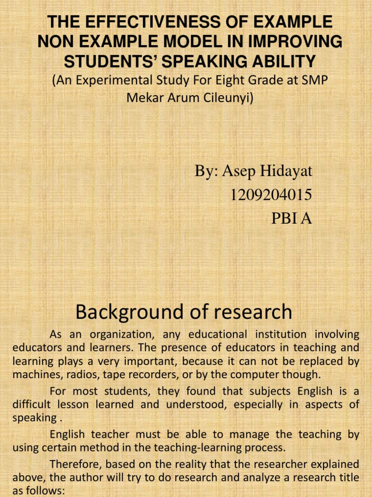 The Effectiveness of Example Non Example Model in Improving Students ...