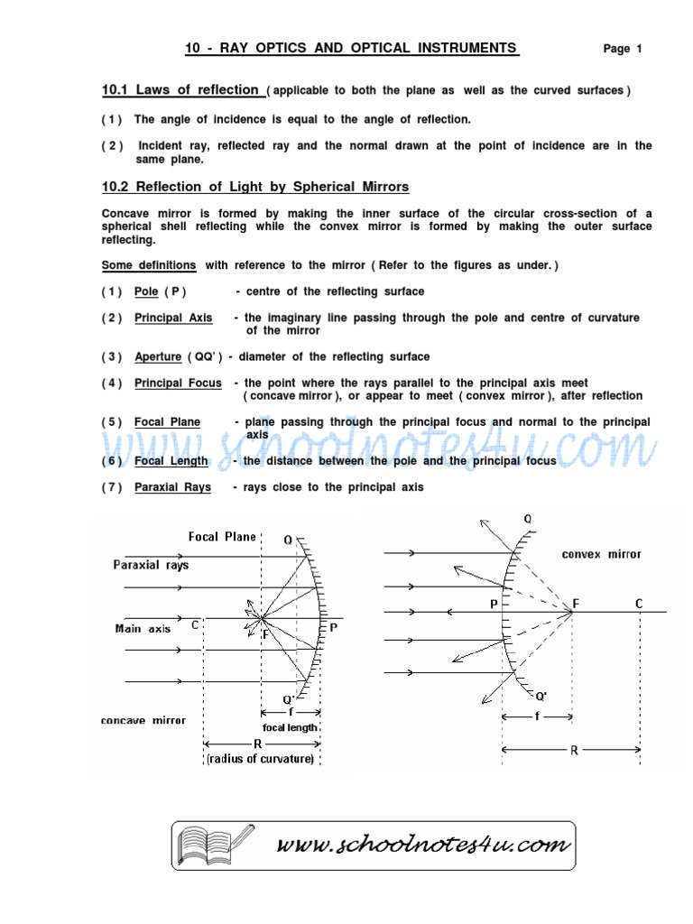 10 (T) - Ray Optics and Optical Instruments | PDF