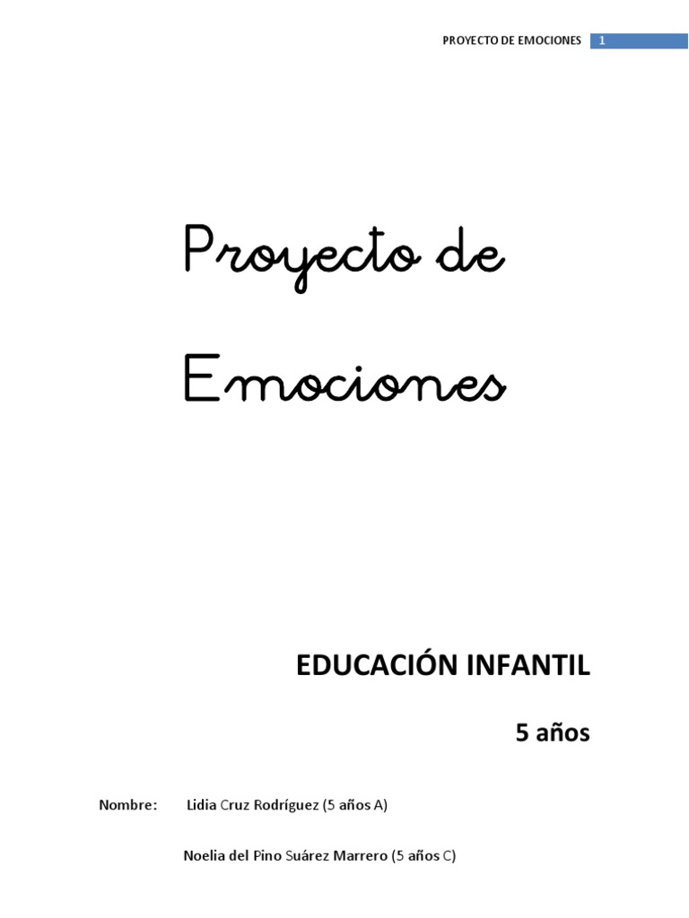 Proyecto de Emociones en Educación Infantil | PDF | Las emociones ...