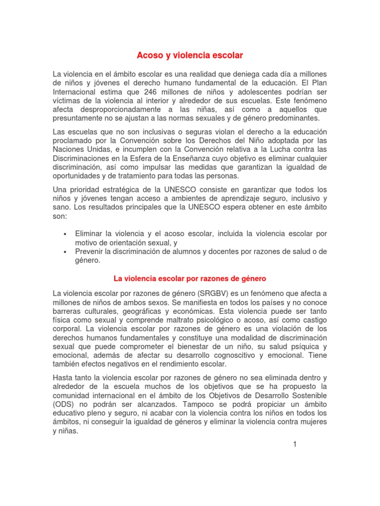 Acoso y Violencia Escolar | PDF | Violencia | Discriminación