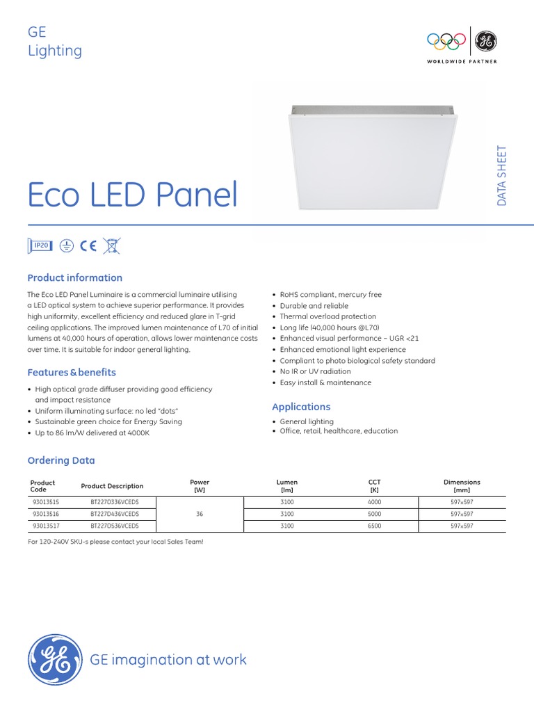 LED Eco Panel DataSheet En Light Emitting Diode Lighting Free 30