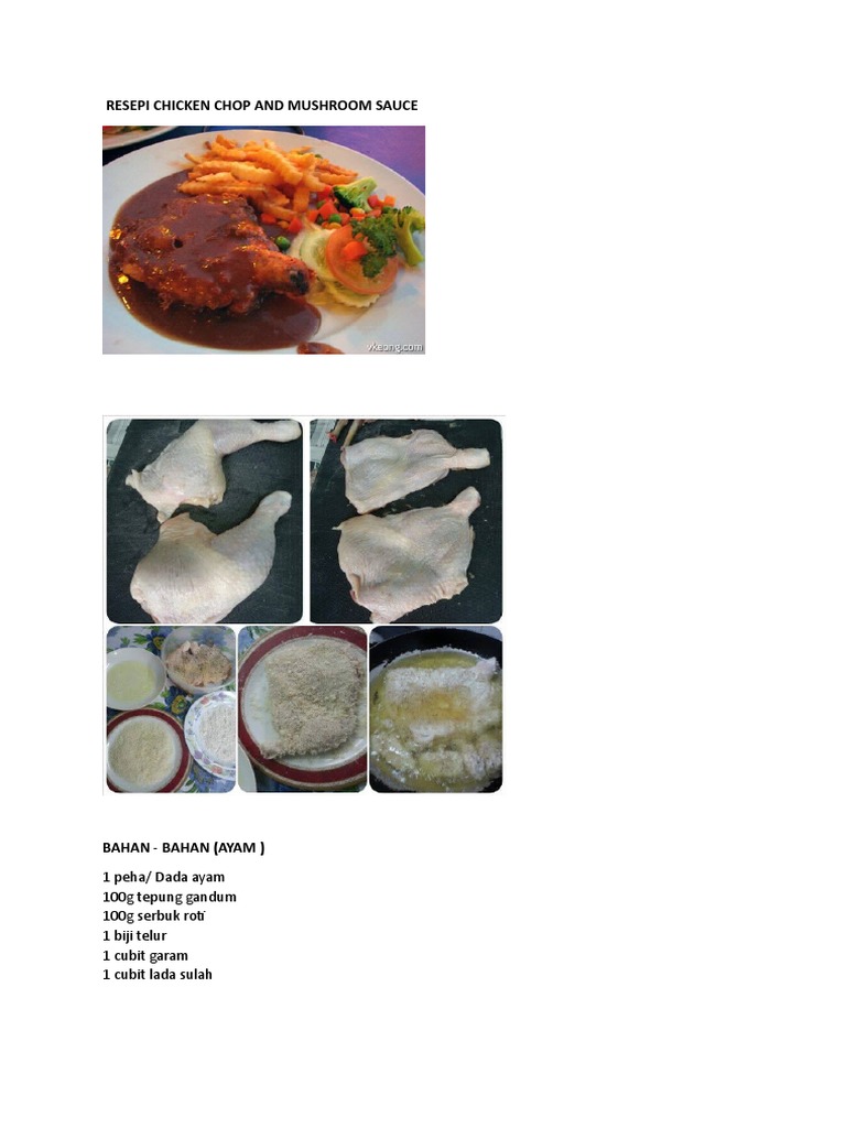 Resepi Chicken Chop And Mushroom Sauce Pdf