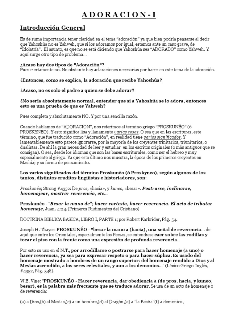 Significado de Proskunéo en Adoración | PDF | Yahvé | Trinidad