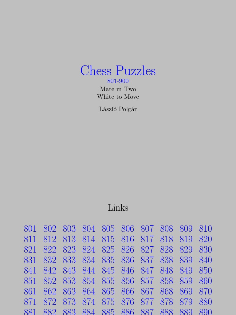 Chess Puzzles Mate in Two White To Move L Aszl o Polg Ar PDF Chess