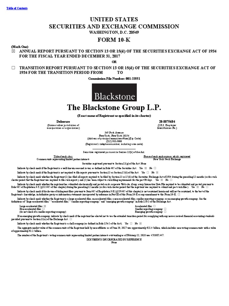 The Blackstone Group L.P. United States Securities and Exchange