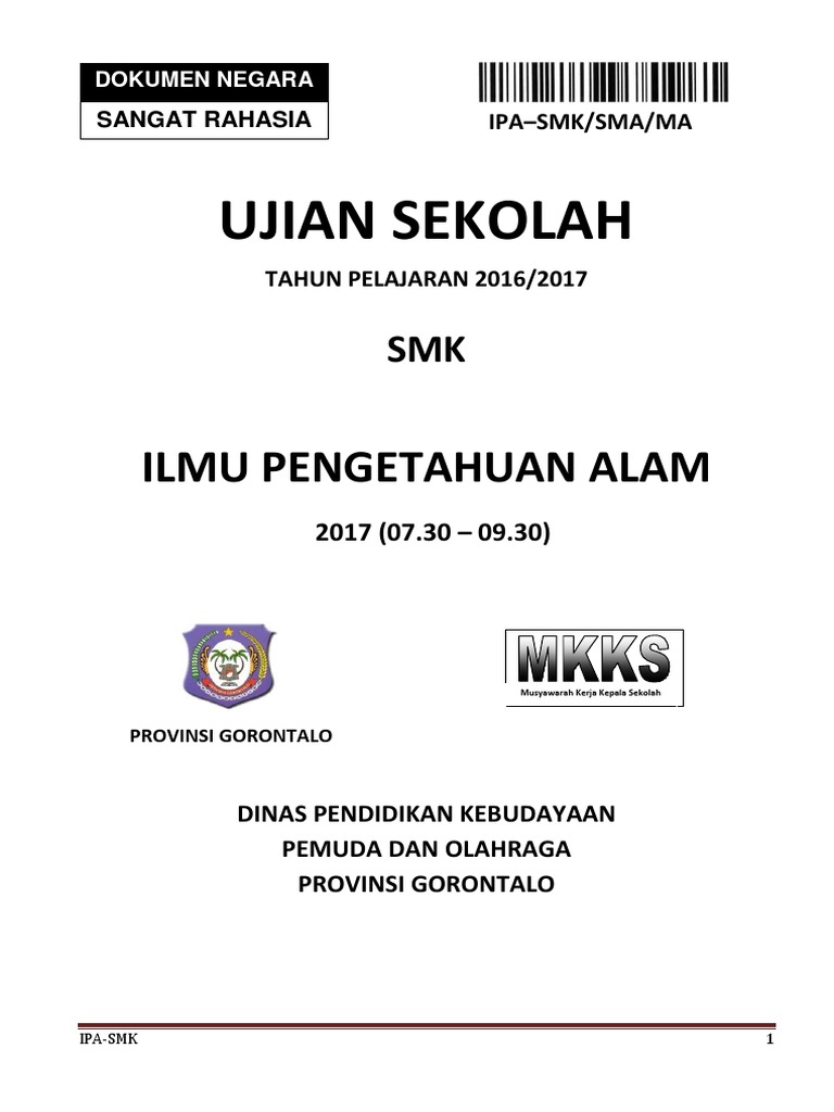 Soal Uas Ipa 2017 Docx
