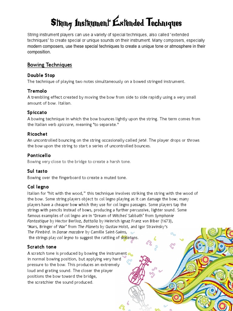 Extended Techniques for String Instruments | PDF | String Instruments ...