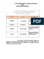 Fechas de Simulacros a Nivel Nacional 20181