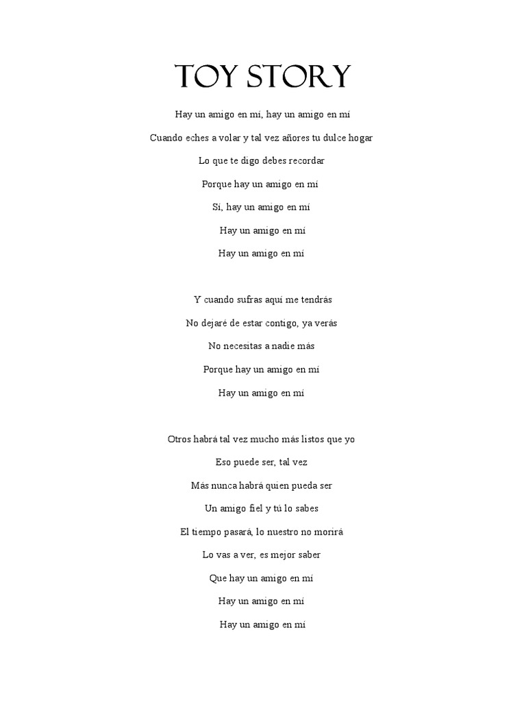 Toy Story letra castellano