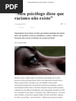 Meu psicólogo disse que racismo não existe