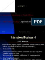 Index: 1. Trade Barriers 2. Economic Integration or Trade Blocs