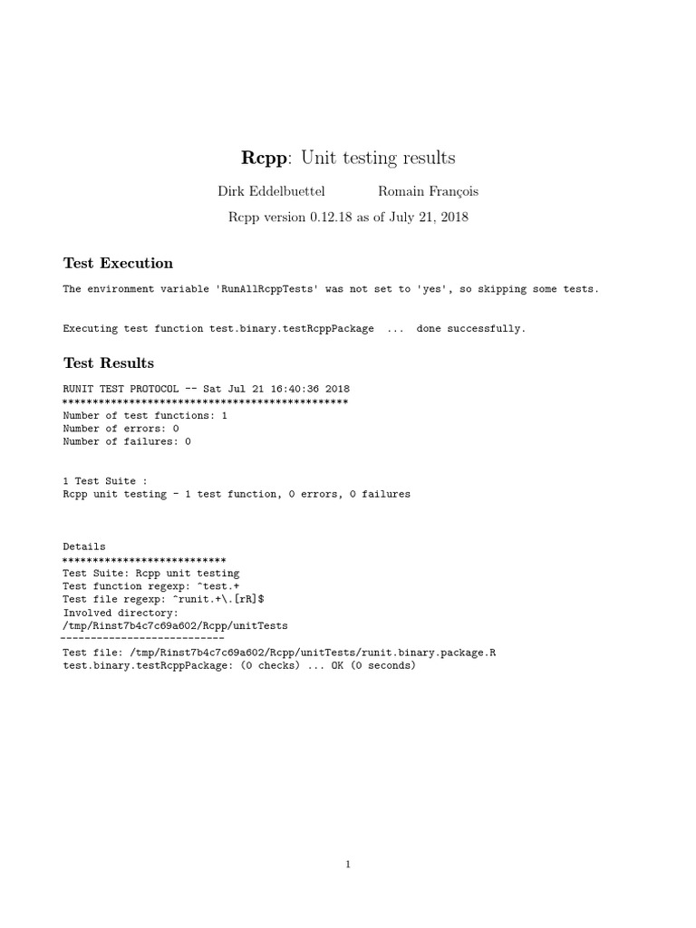 RCPP: Unit Testing Results: Test Execution | PDF | Teaching Methods ...