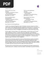 Apple's Congressional Letter on Bloomberg Report