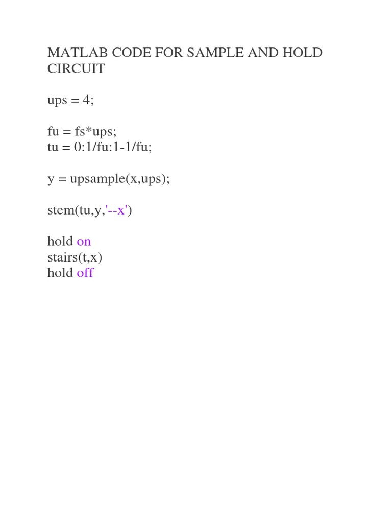Matlab Code For Sample and Hold Circuit2 | PDF