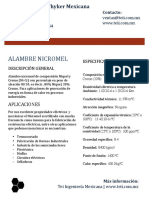 Alambre Nicromel Especificaciones Tecnicas