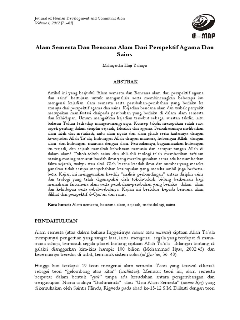 Alam Semesta Dan Bencana Alam Dari Perspektif Agama Dan Sains 2 Pdf