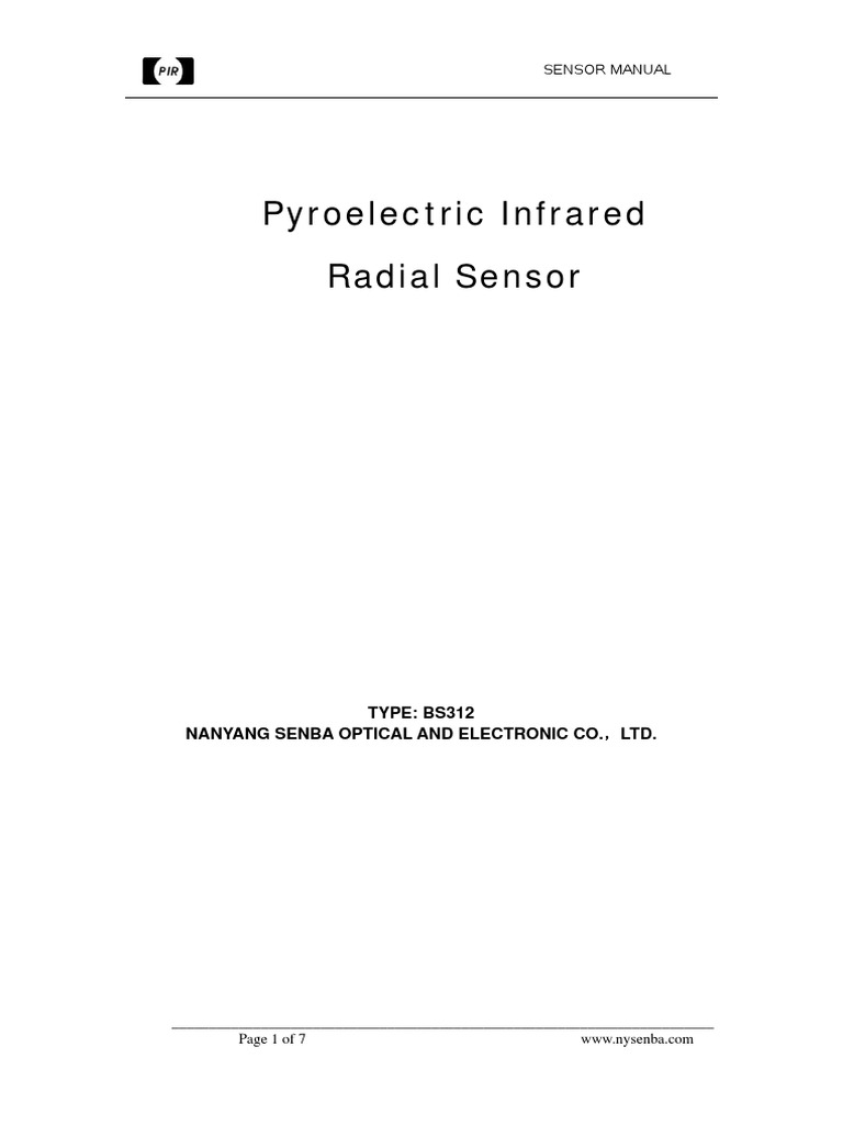 Senba - Pir BS312 20170824 | PDF | Sensor | Manufactured Goods