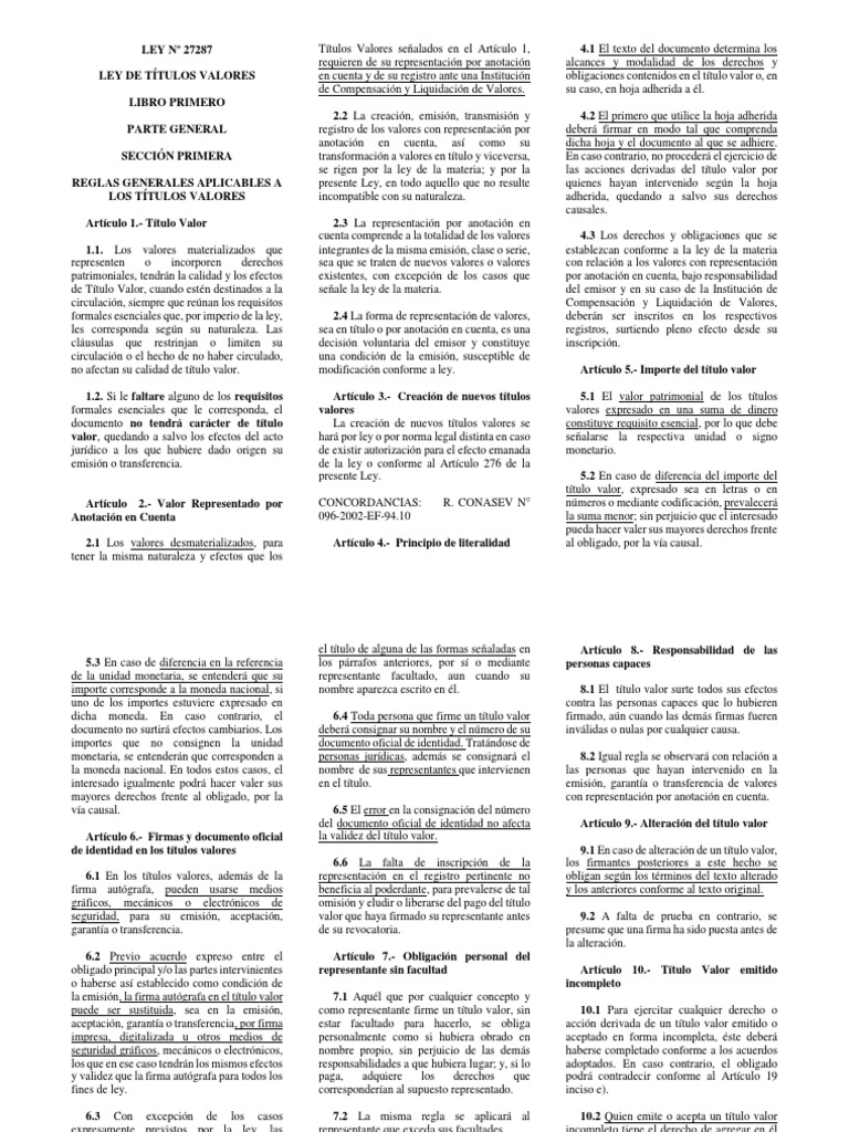 Ley 27287 PDF Ley de Pagos