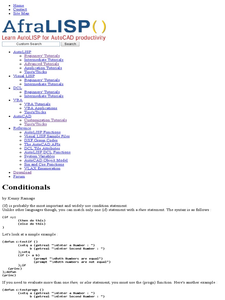 Conditionals - AfraLISP | PDF | C (Programming Language) | Software ...