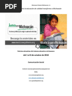 Síntesis Educativa Semanal de Michoacán al 8 de octubre de 2018