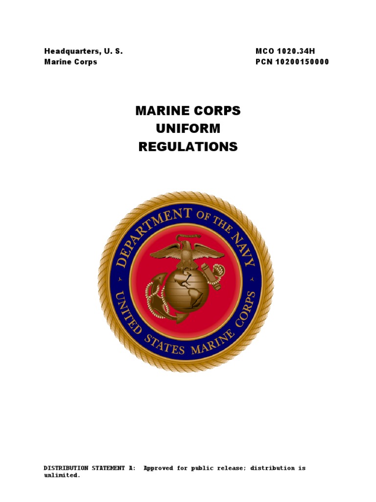 MCO 1020.34H v2 Uniform Order PDF United States Marine Corps