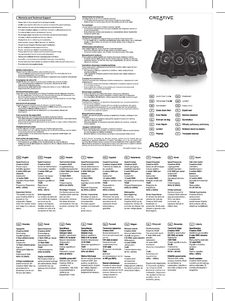 Creative A520 Quickstart | PDF
