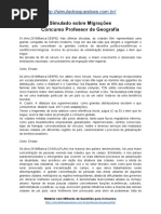 Simulado Sobre Migrações Concurso Professor de Geografia