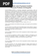 Simulado Sobre População Brasileira Concurso Professor de Geografia