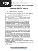 Simulado Sobre Concordância Verbal, Concordância Nominal Concurso Professor de Português