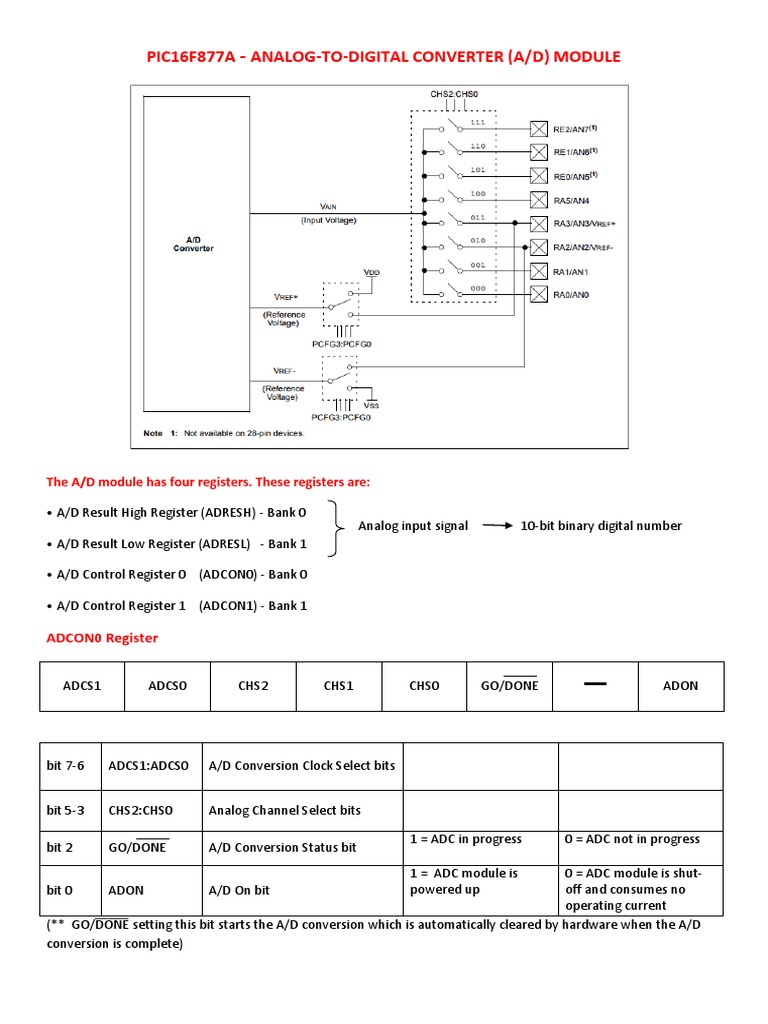 Pic16f877a Adc PDF Analog To Digital Converter Electrical Circuits