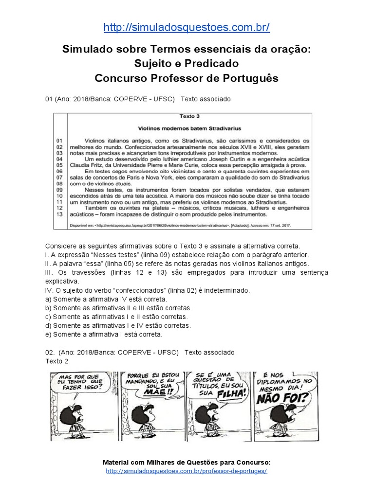 Exercicios Termos Essenciais Da Oração Sujeito E Predicado
