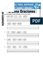 Ficha de Ordenar Oraciones para Primero de Primaria